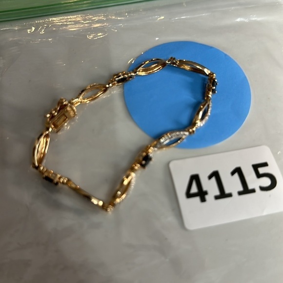 DL Gold Over Sterling Silver & Genuine Tested Sapphire Bracelet 7.25’ EUC 4115 B - Picture 15 of 15